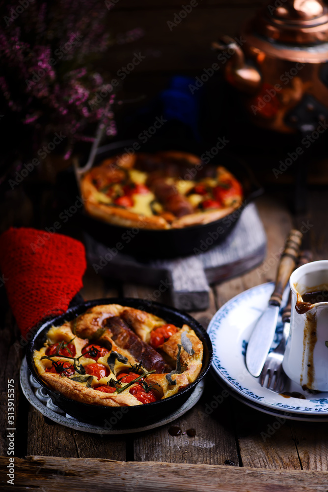 Toad in hole with onion gravy..style rustic