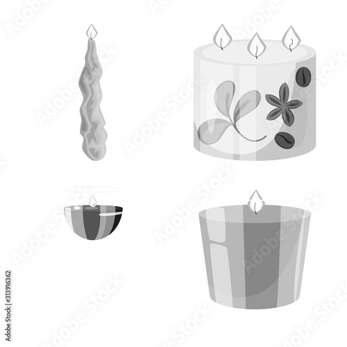 Vector design of paraffin and fire logo. Collection of paraffin and decoration vector icon for stock.