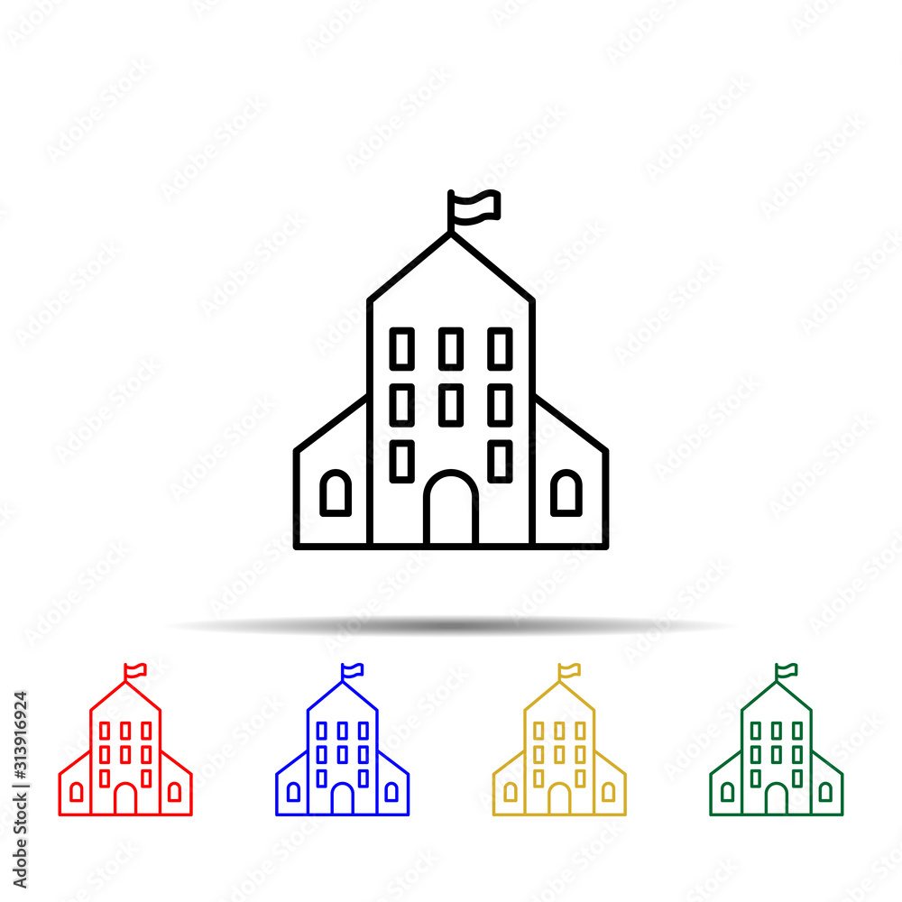 school building multi color style icon. Simple thin line, outline vector of school icons for ui and ux, website or mobile application