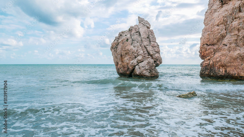 Rocks and sea.