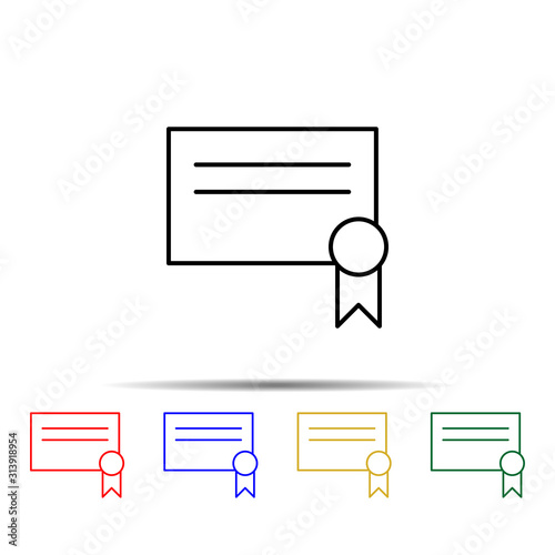 certificate of completion multi color style icon. Simple thin line, outline vector of school icons for ui and ux, website or mobile application