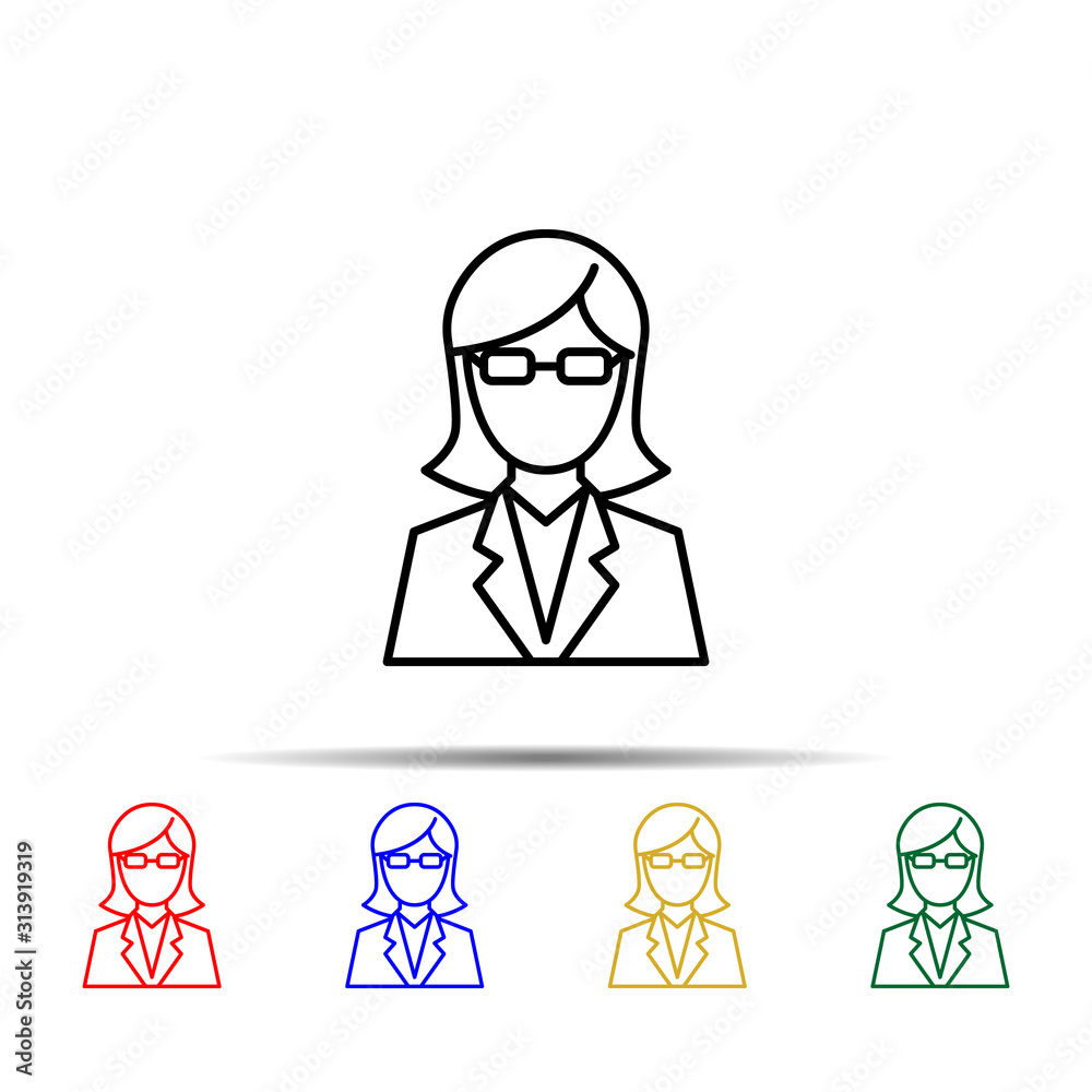teacher multi color style icon. Simple thin line, outline vector of school icons for ui and ux, website or mobile application teacher multi color style icon. Simple thin line, outline vector of school icons for ui and ux, website or mobile application