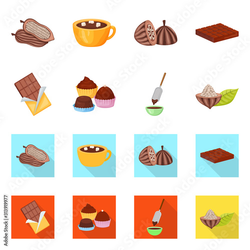 Vector illustration of food and yummy symbol. Collection of food and brown stock symbol for web.
