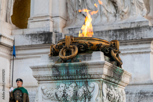Rome - Eternal flame war memorial unknown soldier photo