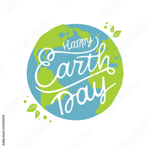 Happy Earth Day handwritten lettering