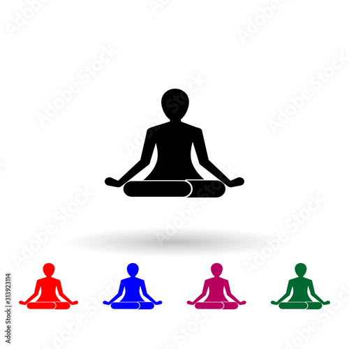 Silhouette of a meditating person multi color icon. Simple glyph, flat vector of spa icons for ui and ux, website or mobile application