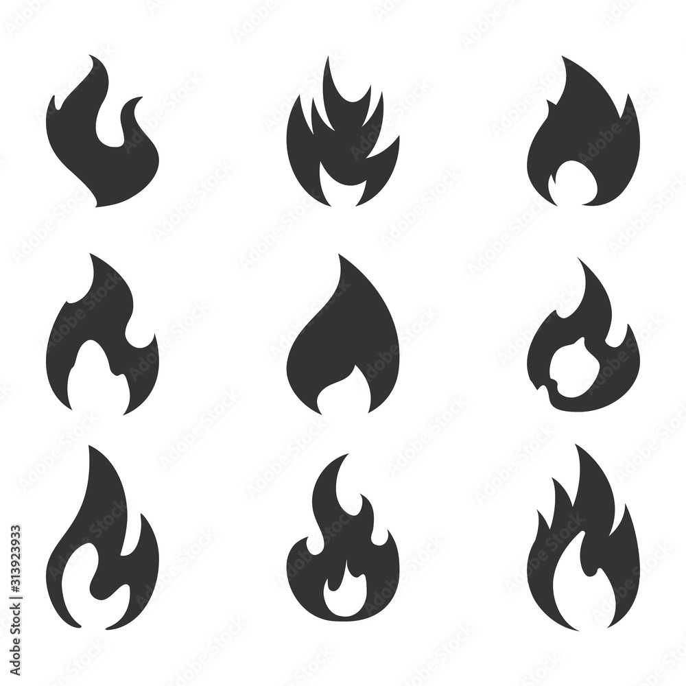 Fire flame logo icon set, vector symbols. Stock illustration Fire flame logo icon set, vector symbols. Stock illustration