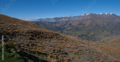 Mount Scott. Crown Range Road. Highlands. New Zealand South Island.. Cardrona Valley Road