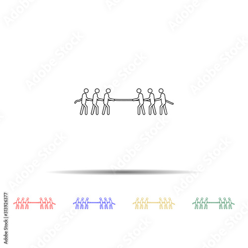 team game pull a rope multi color style icon. Simple thin line, outline vector of team work icons for ui and ux, website or mobile application