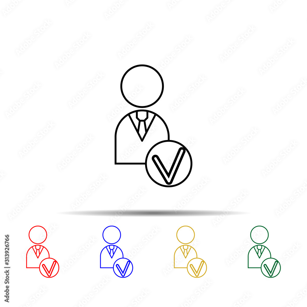Employee cheked line multi color style icon. Simple thin line, outline vector of team work icons for ui and ux, website or mobile application Employee cheked line multi color style icon. Simple thin line, outline vector of team work icons for ui and ux, website or mobile application