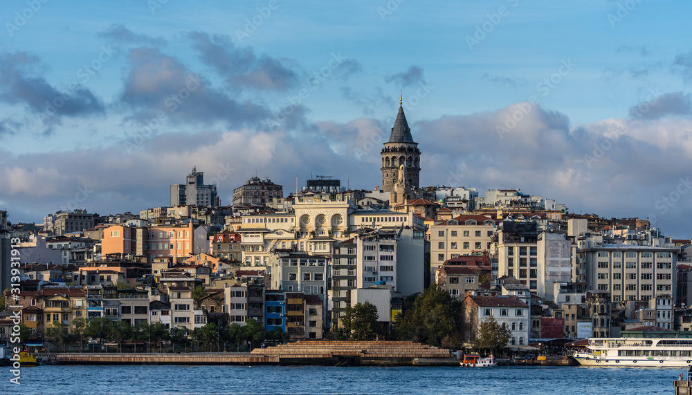 Istanbul, the Bosphorus, Galata tower from Galata bridge