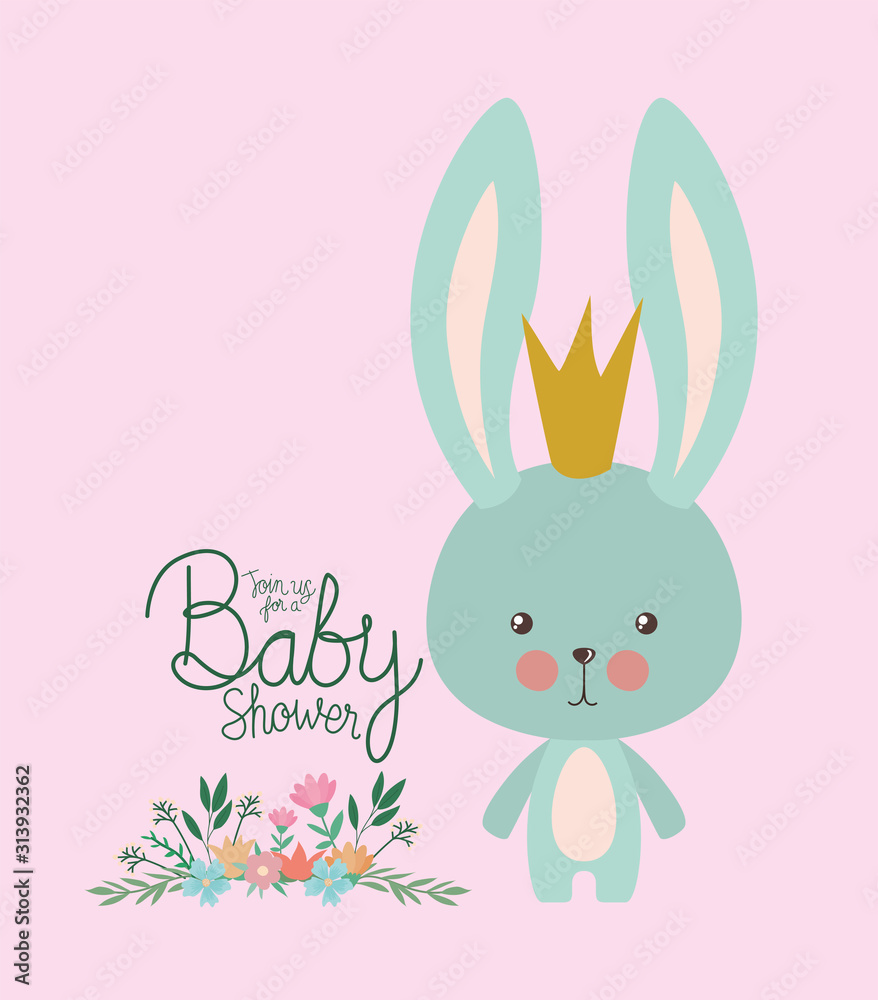 Baby shower invitation with rabbit cartoon vector design Baby shower invitation with rabbit cartoon vector design