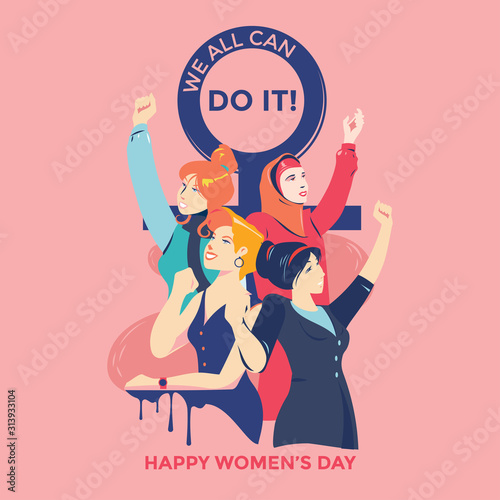 International Women's Day. Illustration women different nationalities and cultures