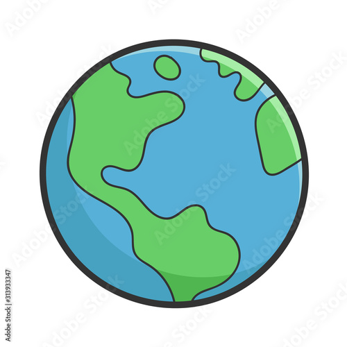 Round globe planet earth design icon illustration