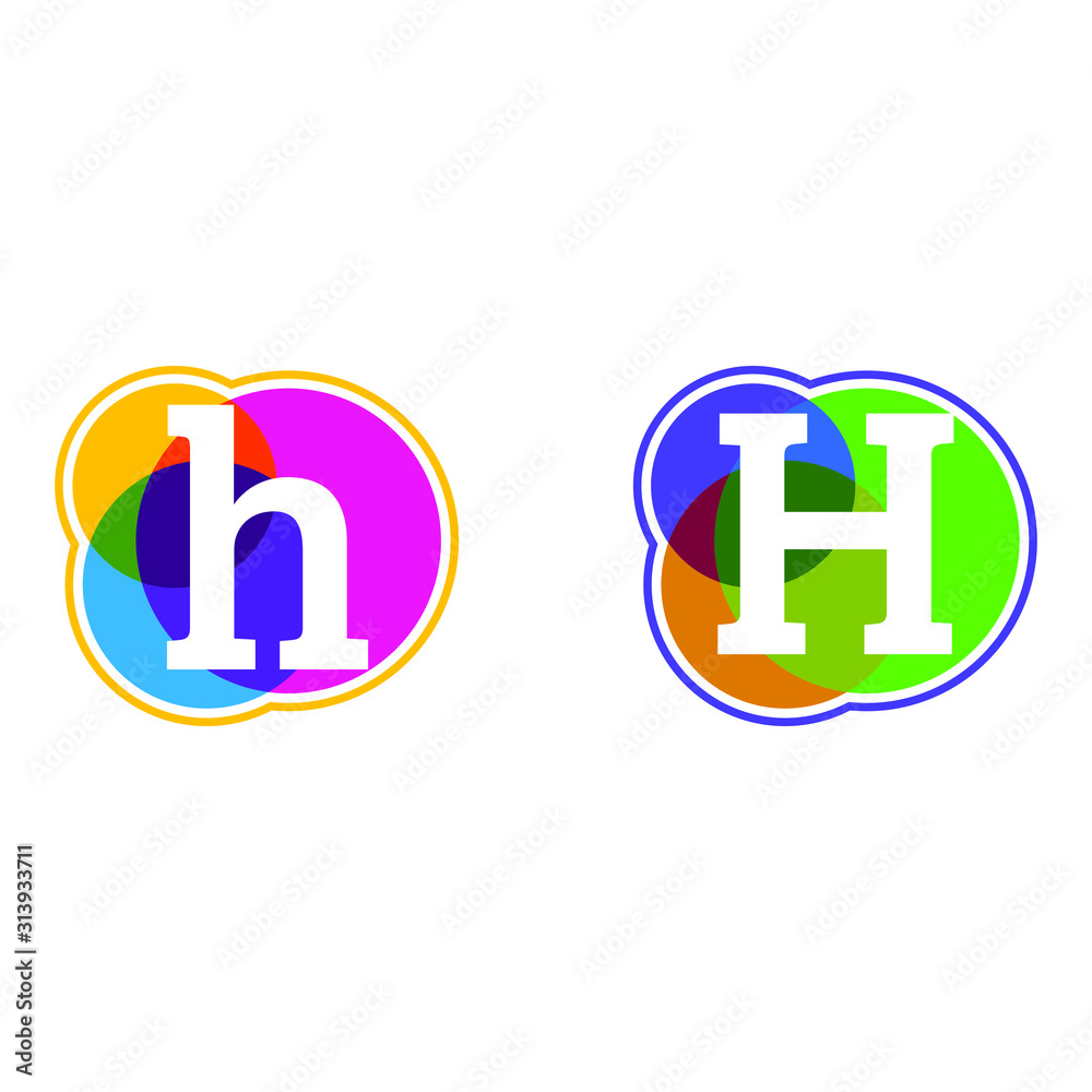 set of colorful icons, H letter logo, Letter H in colorful circle. set of colorful icons, H letter logo, Letter H in colorful circle.