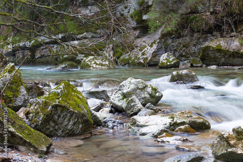 Endless stream. Beautiful fast mountain river in forest. Slovakia. photo