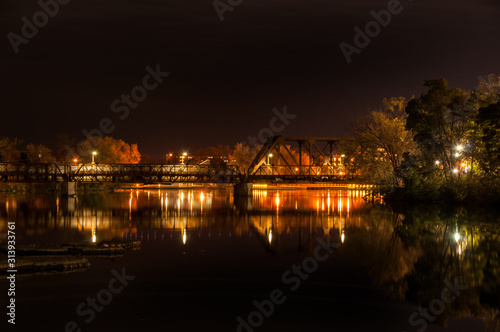 bridge and city lights at night Peterborough Ontario Canada
