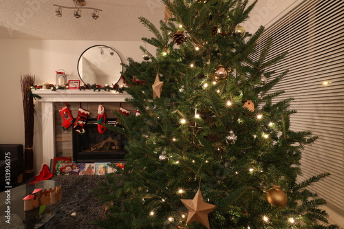 christmas tree with gifts and decorations