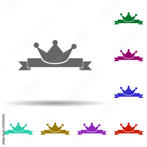 Crown  tape  achievement in multi color style icon. Simple glyph  flat vector of business icons for ui and ux  website or mobile application