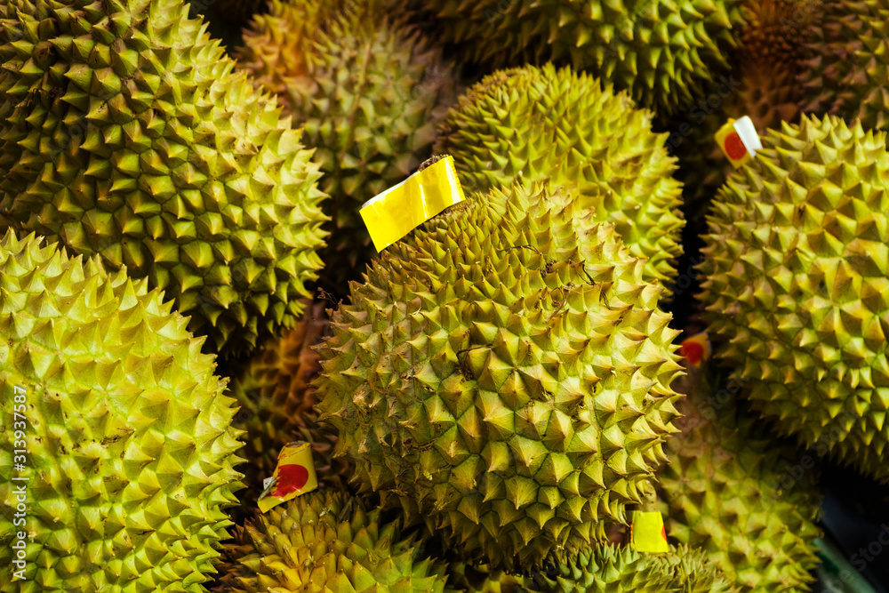 durian fruits on market stand - Durian fruit - durian fruits on market stand - Durian fruit -