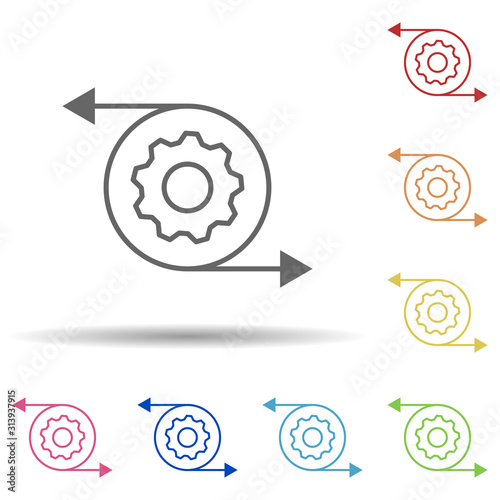 Circle  gear in multi color style icon. Simple thin line  outline vector of business icons for ui and ux  website or mobile application