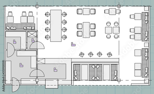 Standard furniture symbols used in architecture plans
