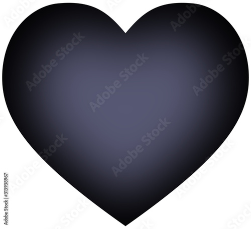 Isolated vectorial black gradient heart on white background. Love symbol vector element design.