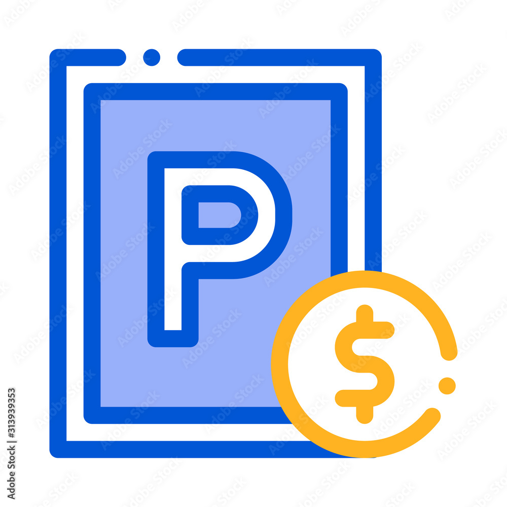 Parking Fee Icon Vector. Outline Parking Fee Sign. Isolated Contour Symbol Illustration