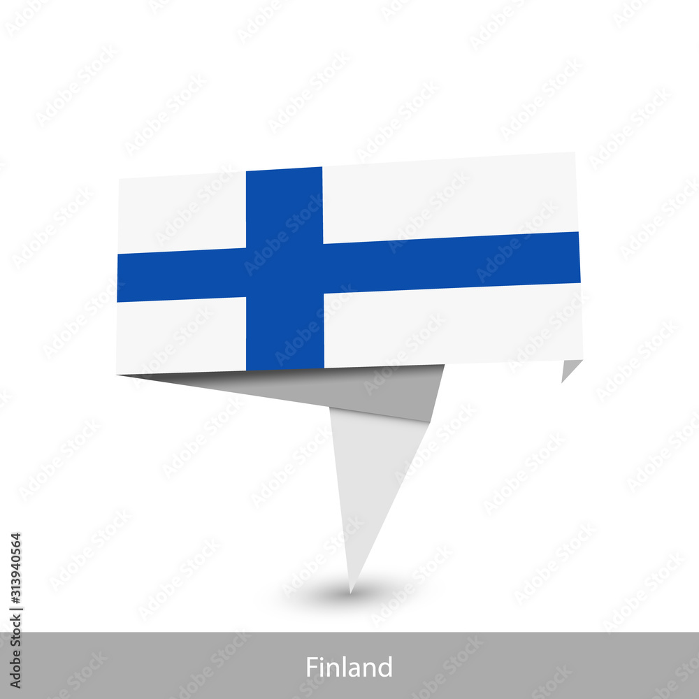 Finland Country flag. Folded ribbon banner flag Finland Country flag. Folded ribbon banner flag
