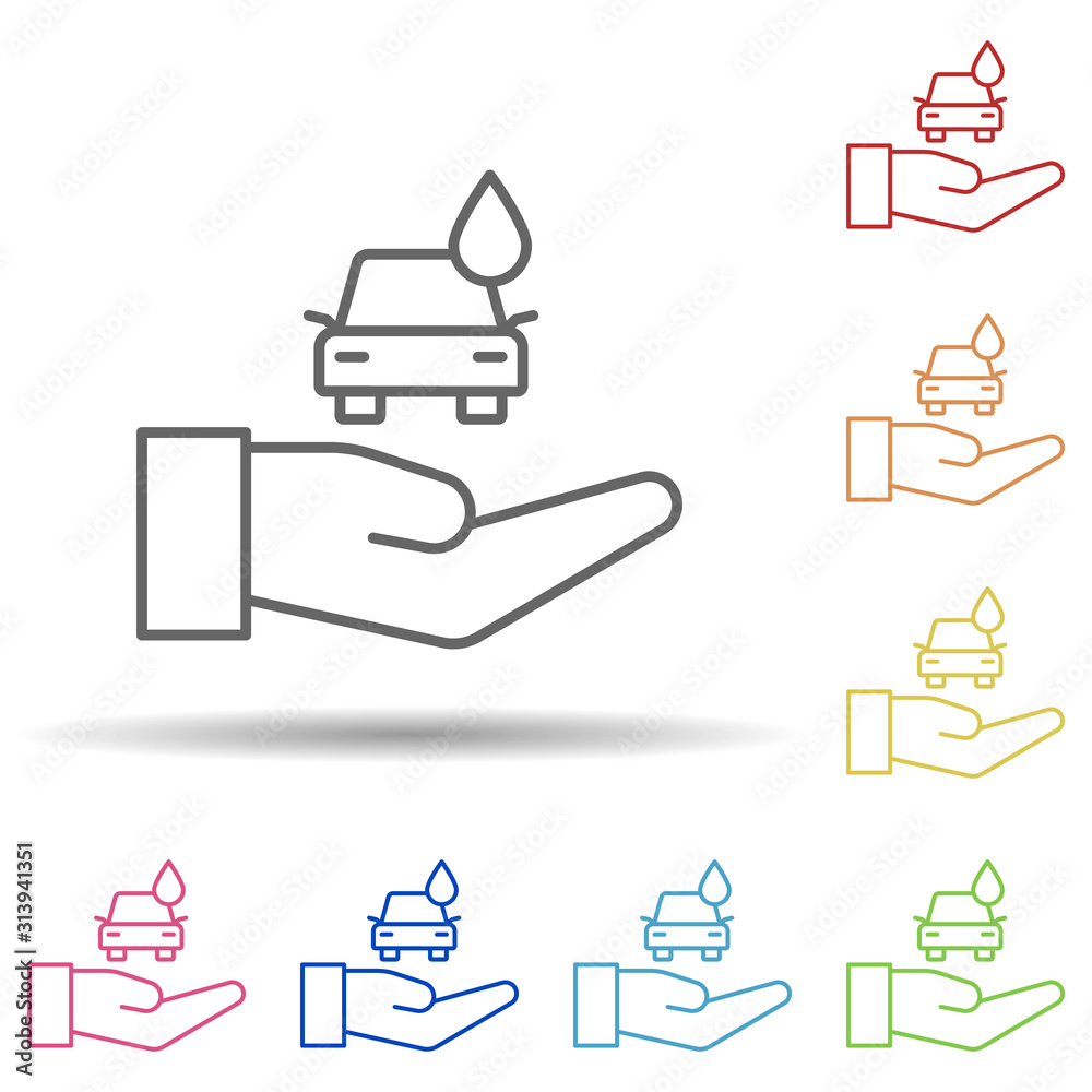 Save car carwash arm in multi color style icon. Simple thin line, outline vector of car wash icons for ui and ux, website or mobile application Save car carwash arm in multi color style icon. Simple thin line, outline vector of car wash icons for ui and ux, website or mobile application