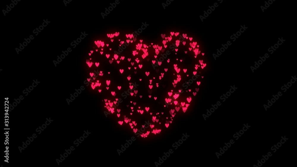 4K Shape of pink hearts bokeh particles. Magical shimmering light. Valentines day red intro template. Isolated on black background 4K Shape of pink hearts bokeh particles. Magical shimmering light. Valentines day red intro template. Isolated on black background