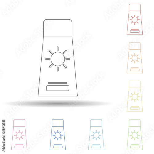 suntan cream flat in multi color style icon. Simple thin line, outline vector of Summer icons for ui and ux, website or mobile application