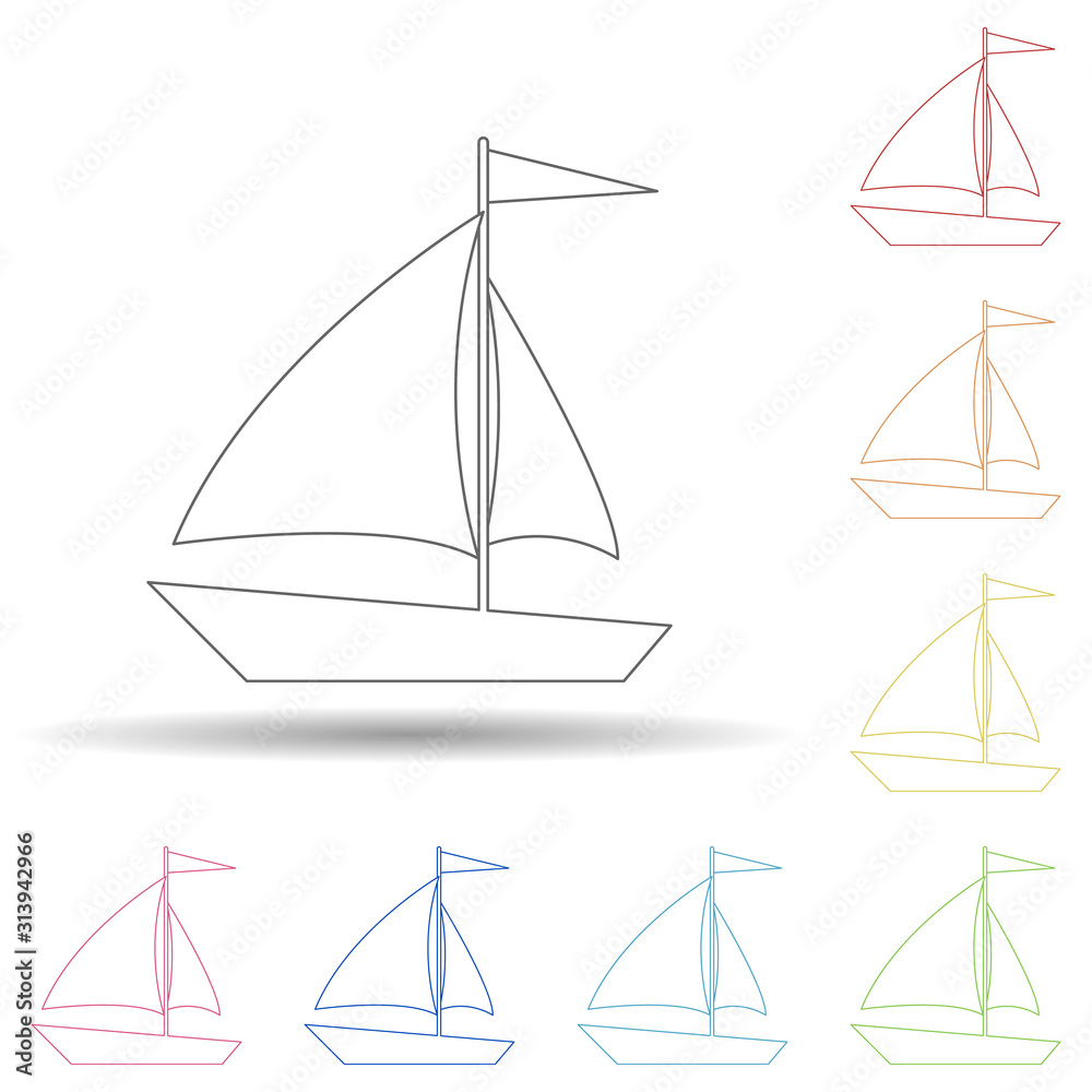 sailboat flat in multi color style icon. Simple thin line, outline vector of Summer icons for ui and ux, website or mobile application sailboat flat in multi color style icon. Simple thin line, outline vector of Summer icons for ui and ux, website or mobile application