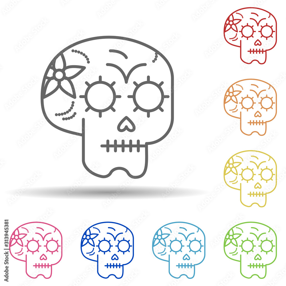 day of the dead, skull multi color style icon. Simple thin line, outline vector of day of the dead icons for ui and ux, website or mobile application day of the dead, skull multi color style icon. Simple thin line, outline vector of day of the dead icons for ui and ux, website or mobile application