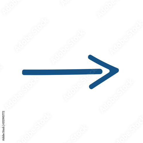 The horizontal arrow points to the left or right, classic blue color. Sign, symbol and icon for business or website button decoration in isolated light background. Vector illustration.