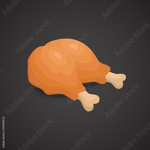 Chicken legs - fast food vector icon.