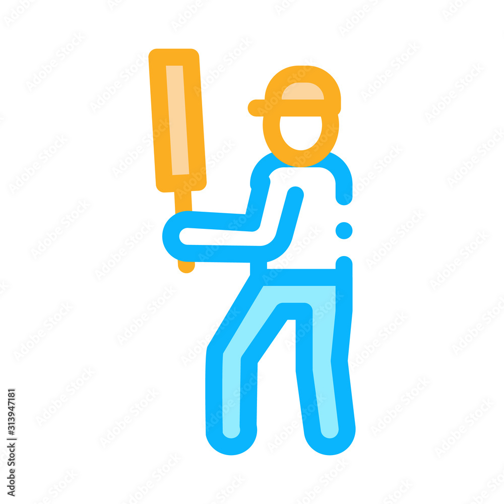 Cricket Player Batsman Icon Vector. Outline Cricket Player Batsman Sign. Isolated Contour Symbol Illustration Cricket Player Batsman Icon Vector. Outline Cricket Player Batsman Sign. Isolated Contour Symbol Illustration