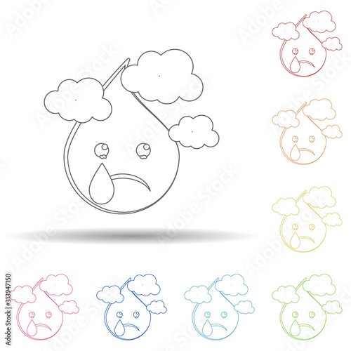 Emoji worried in multi color style icon. Simple thin line  outline vector of emoji icons for ui and ux  website or mobile application