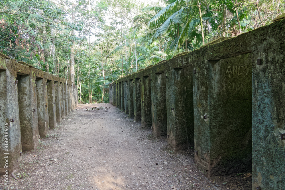 Vestige des prisons du bagne des annamites (1931) à Montsinéry-Tonnegrande en Guyane française