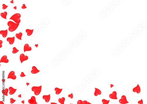 Valentine`s day concept background. Red valentine hearts on white background isolated.
