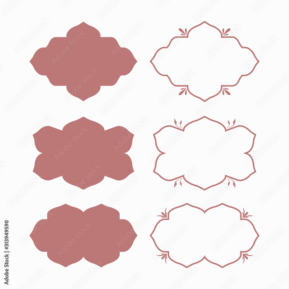 Decorative floral frames and labels vector design element.