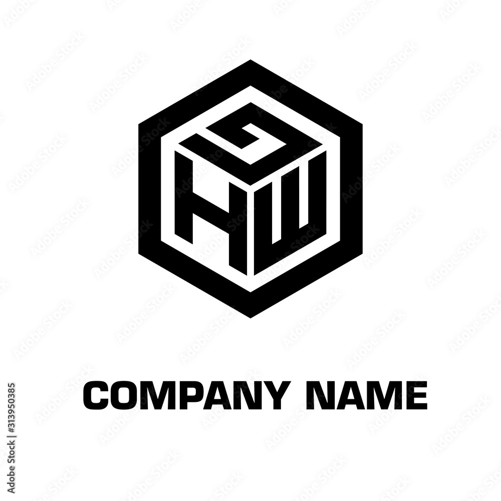 logo hexagon style initial letter for a company and industry
