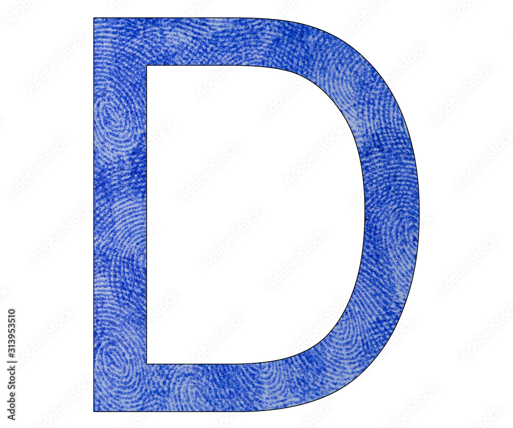Naklejka Letter D of the alphabet - Blue fingerprint