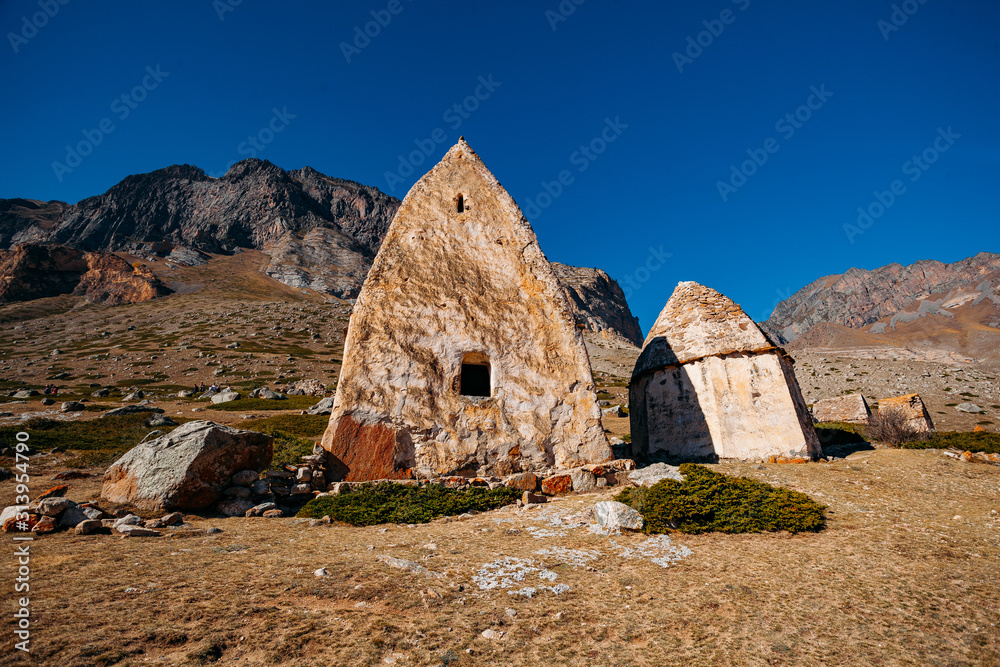 Old abandoned necropolis in Eltubu, Chegem Valley, Caucasus