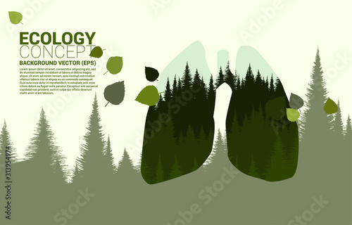 Natural forest inside silhouette lung. background for take care and save the environment.