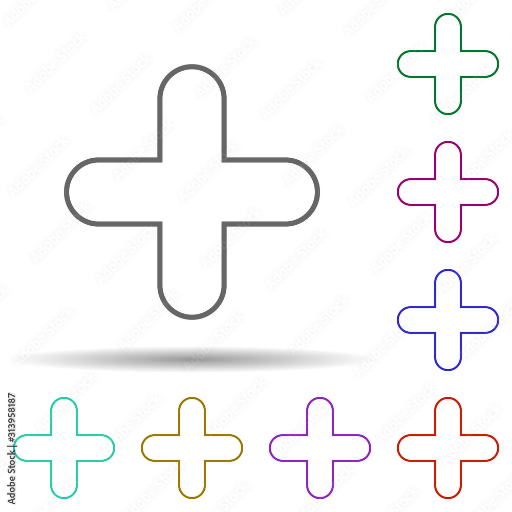 Plus sign multi color icon. Simple thin line, outline vector of web icons for ui and ux, website or mobile application Plus sign multi color icon. Simple thin line, outline vector of web icons for ui and ux, website or mobile application