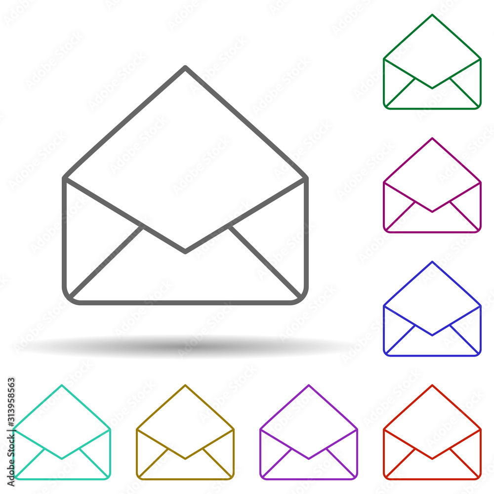 Opened envelope multi color icon. Simple thin line, outline vector of web icons for ui and ux, website or mobile application Opened envelope multi color icon. Simple thin line, outline vector of web icons for ui and ux, website or mobile application