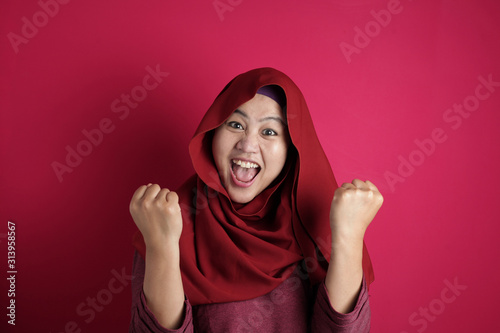 Muslim Lady Celebrating Victory
