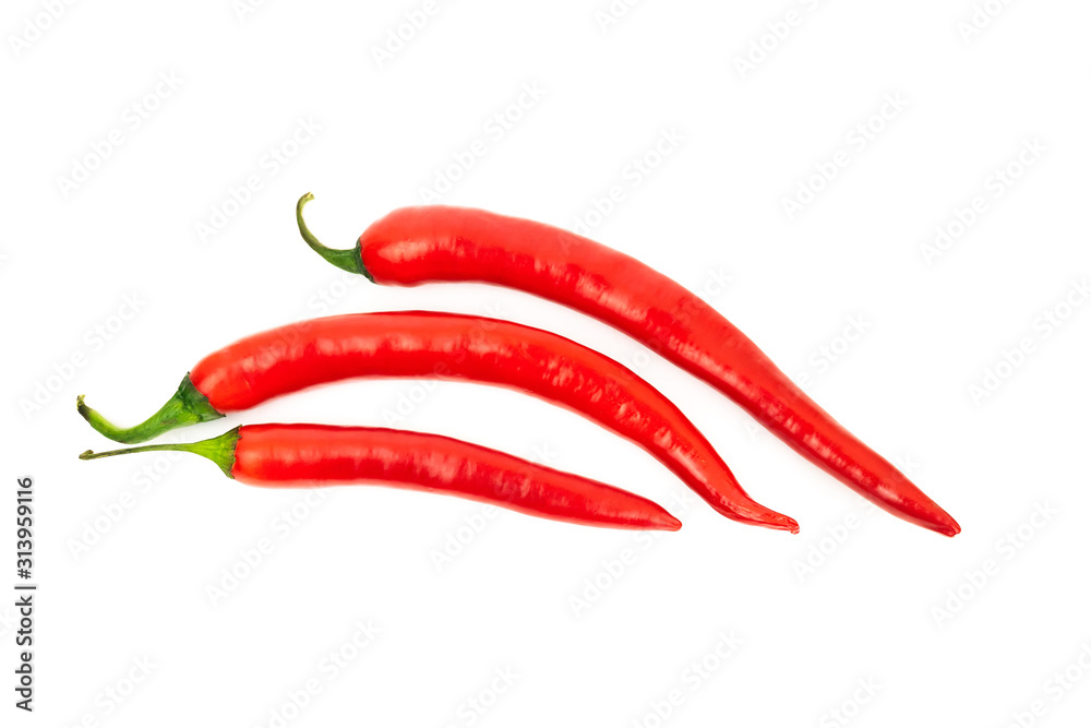 One red chilli peppers isolated on white background