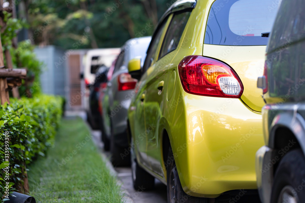 car parking in line.